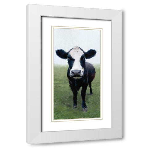 Funky  Cow I White Modern Wood Framed Art Print with Double Matting by Cusson, Marie Elaine