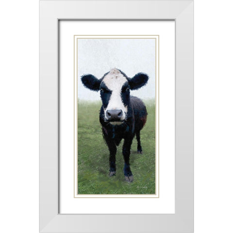 Funky  Cow I White Modern Wood Framed Art Print with Double Matting by Cusson, Marie Elaine