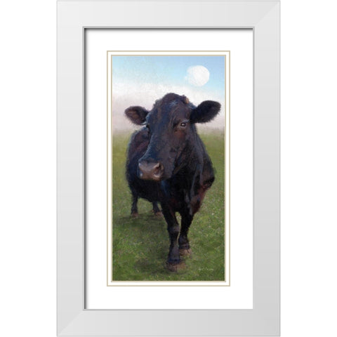 Funky  Cow II White Modern Wood Framed Art Print with Double Matting by Cusson, Marie Elaine
