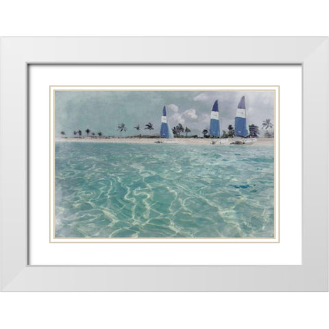 Beach  Scene II White Modern Wood Framed Art Print with Double Matting by Cusson, Marie Elaine