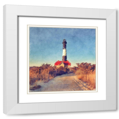 Fire  Island Light White Modern Wood Framed Art Print with Double Matting by Bay, Noah