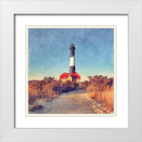 Fire  Island Light White Modern Wood Framed Art Print with Double Matting by Bay, Noah