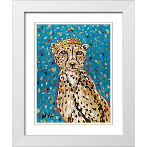Queen Cheetah White Modern Wood Framed Art Print with Double Matting by Augustine, Jodi