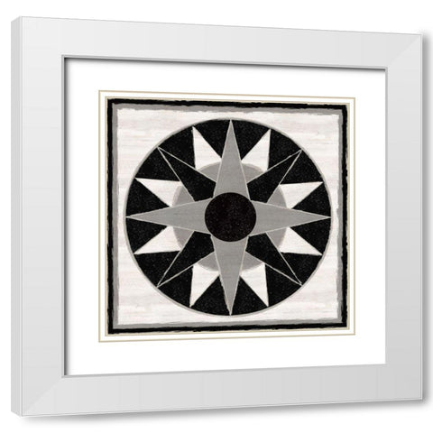 Black  and White Quilt Block X White Modern Wood Framed Art Print with Double Matting by Reed, Tara