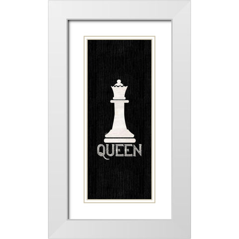 Chess Piece vertical black II-Queen White Modern Wood Framed Art Print with Double Matting by Reed, Tara