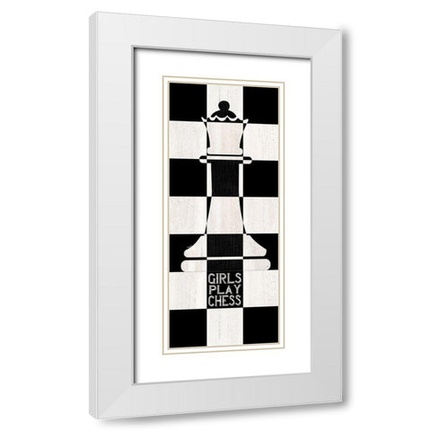 Chessboard Sentiment vertical III-Girls White Modern Wood Framed Art Print with Double Matting by Reed, Tara