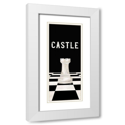 Rather be Playing Chess Pieces white panel II-Castle White Modern Wood Framed Art Print with Double Matting by Reed, Tara