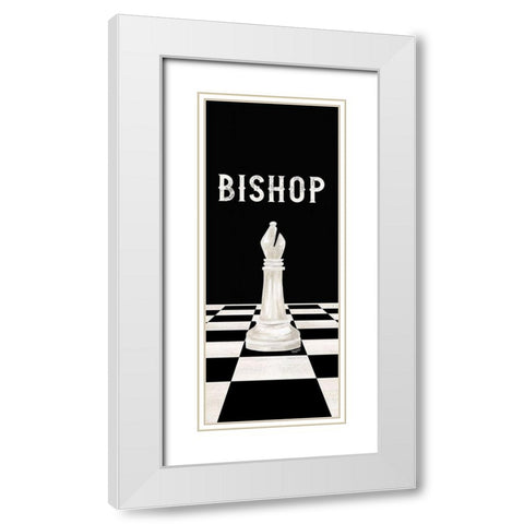 Rather be Playing Chess Pieces white panel IV-Bishop White Modern Wood Framed Art Print with Double Matting by Reed, Tara