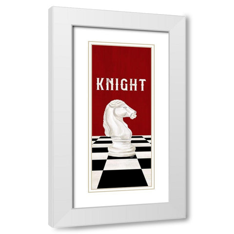 Rather be Playing Chess Pieces red panel III-Knight White Modern Wood Framed Art Print with Double Matting by Reed, Tara