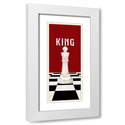 Rather be Playing Chess Pieces red panel V-King White Modern Wood Framed Art Print with Double Matting by Reed, Tara