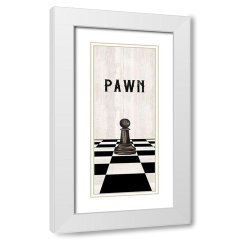 Rather be Playing Chess Pieces black panel I-Pawn White Modern Wood Framed Art Print with Double Matting by Reed, Tara