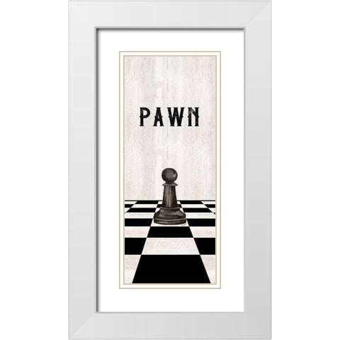 Rather be Playing Chess Pieces black panel I-Pawn White Modern Wood Framed Art Print with Double Matting by Reed, Tara