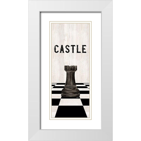 Rather be Playing Chess Pieces black panel II-Castle White Modern Wood Framed Art Print with Double Matting by Reed, Tara
