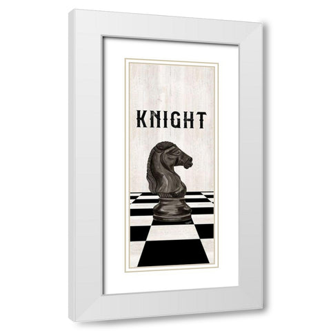 Rather be Playing Chess Pieces black panel III-Knight White Modern Wood Framed Art Print with Double Matting by Reed, Tara