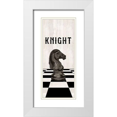 Rather be Playing Chess Pieces black panel III-Knight White Modern Wood Framed Art Print with Double Matting by Reed, Tara