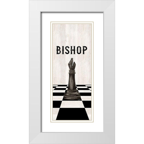Rather be Playing Chess Pieces black panel IV-Bishop White Modern Wood Framed Art Print with Double Matting by Reed, Tara