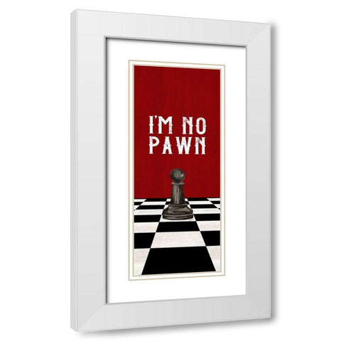 Rather be Playing Chess black on red panel III-No Pawn White Modern Wood Framed Art Print with Double Matting by Reed, Tara