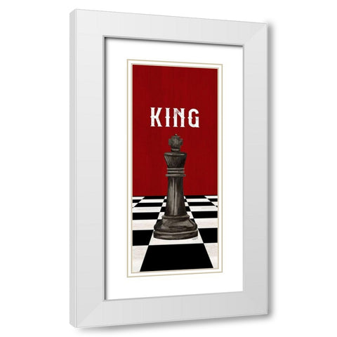 Rather be Playing Chess Pieces black on red panel V-King White Modern Wood Framed Art Print with Double Matting by Reed, Tara