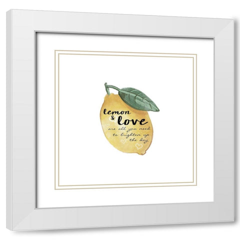 Citrus Limon sentiment II White Modern Wood Framed Art Print with Double Matting by Bannarot