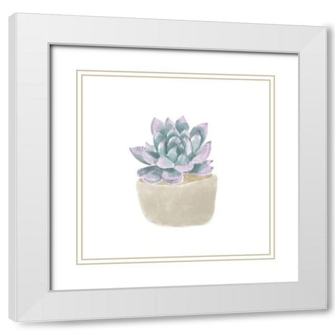 Simple Succulent IV White Modern Wood Framed Art Print with Double Matting by Bannarot