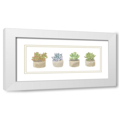 Simple Succulent panel White Modern Wood Framed Art Print with Double Matting by Bannarot
