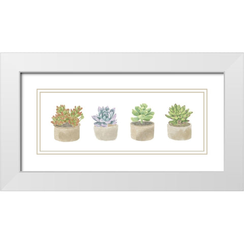 Simple Succulent panel White Modern Wood Framed Art Print with Double Matting by Bannarot