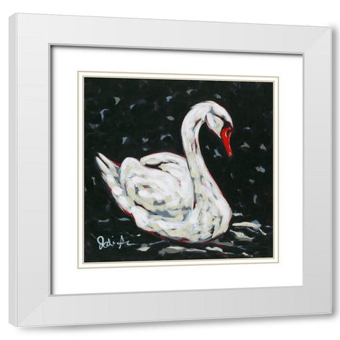 White Swan White Modern Wood Framed Art Print with Double Matting by Augustine, Jodi
