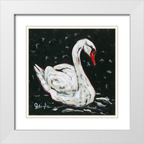 White Swan White Modern Wood Framed Art Print with Double Matting by Augustine, Jodi