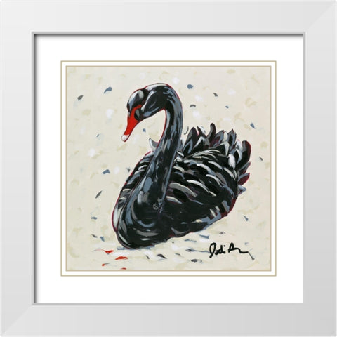 Black Swan White Modern Wood Framed Art Print with Double Matting by Augustine, Jodi