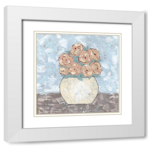 Sketchy Floral Vase White Modern Wood Framed Art Print with Double Matting by Bryan, Kathleen