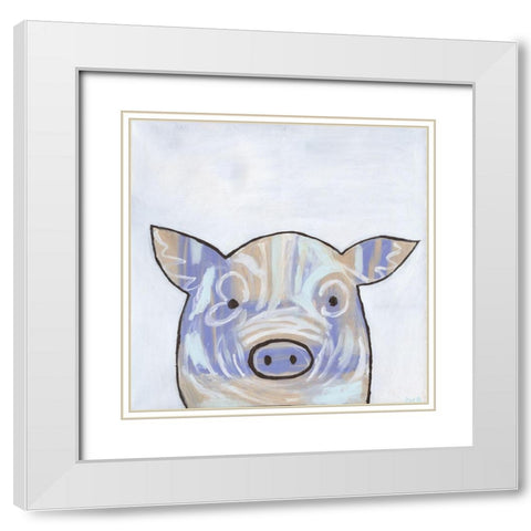 Paint Splotch Pig White Modern Wood Framed Art Print with Double Matting by Bryan, Kathleen