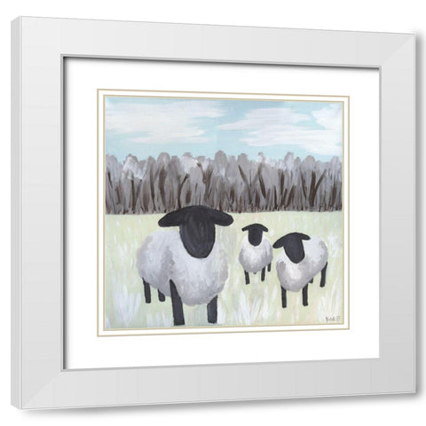 Paint Splotch Sheep White Modern Wood Framed Art Print with Double Matting by Bryan, Kathleen