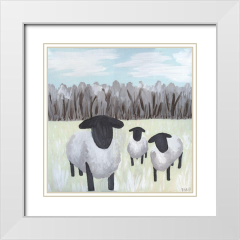 Paint Splotch Sheep White Modern Wood Framed Art Print with Double Matting by Bryan, Kathleen