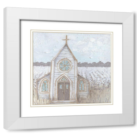 Farm Sketch Church White Modern Wood Framed Art Print with Double Matting by Bryan, Kathleen