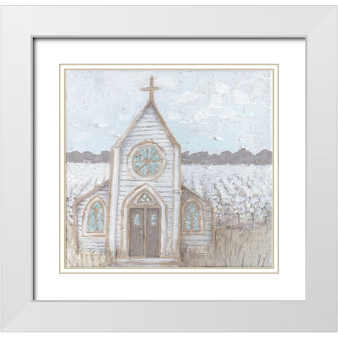 Farm Sketch Church White Modern Wood Framed Art Print with Double Matting by Bryan, Kathleen