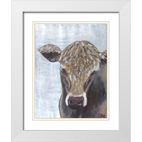 Brown Cow White Modern Wood Framed Art Print with Double Matting by Bryan, Kathleen