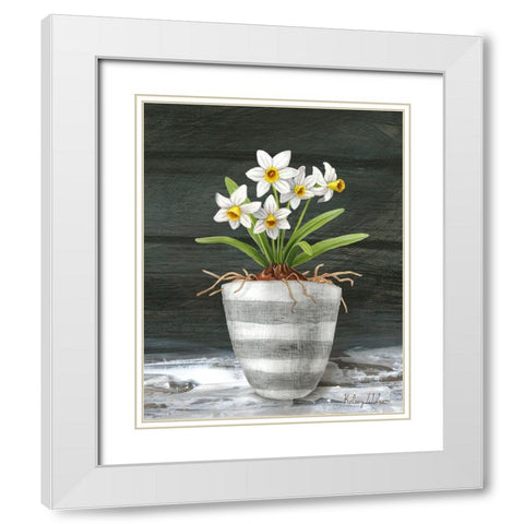 Farmhouse Garden II-White Daffodils White Modern Wood Framed Art Print with Double Matting by Wilson, Kelsey