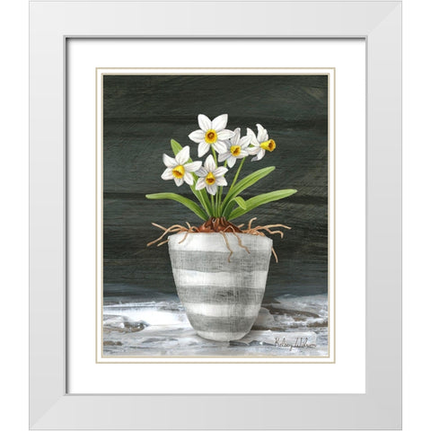 Farmhouse Garden II-White Daffodils White Modern Wood Framed Art Print with Double Matting by Wilson, Kelsey