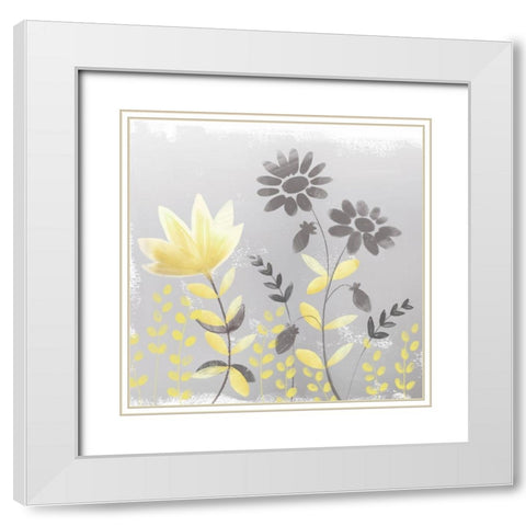Soft Nature yellow And grey I White Modern Wood Framed Art Print with Double Matting by Northern Lights