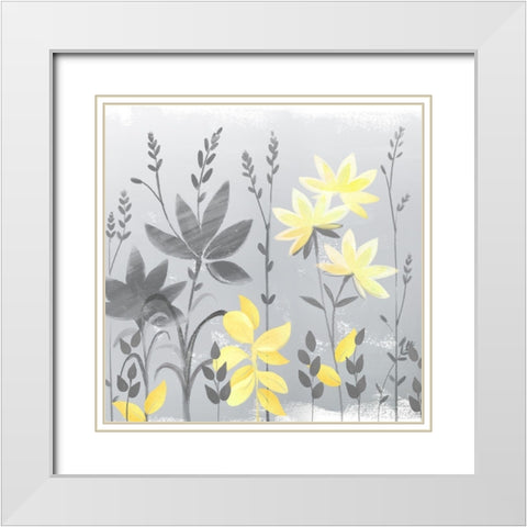 Soft Nature yellow And grey II White Modern Wood Framed Art Print with Double Matting by Northern Lights