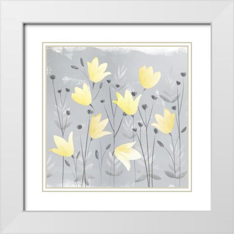 Soft Nature yellow And grey III White Modern Wood Framed Art Print with Double Matting by Northern Lights