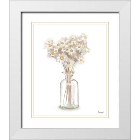 Dried Flower I White Modern Wood Framed Art Print with Double Matting by Bannarot