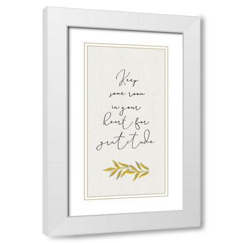 Botanical  Inspiration panel yellow gray II-Gratitude White Modern Wood Framed Art Print with Double Matting by HM Design