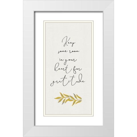 Botanical  Inspiration panel yellow gray II-Gratitude White Modern Wood Framed Art Print with Double Matting by HM Design