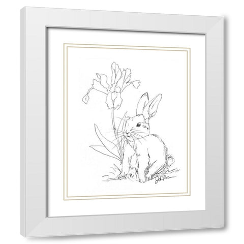 Bunny  Sketch Iris White Modern Wood Framed Art Print with Double Matting by Augustine, Jodi