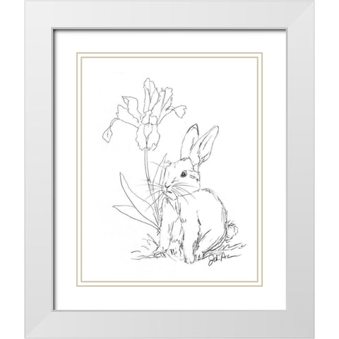 Bunny  Sketch Iris White Modern Wood Framed Art Print with Double Matting by Augustine, Jodi