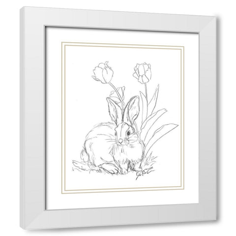 Bunny  Sketch Tulip White Modern Wood Framed Art Print with Double Matting by Augustine, Jodi