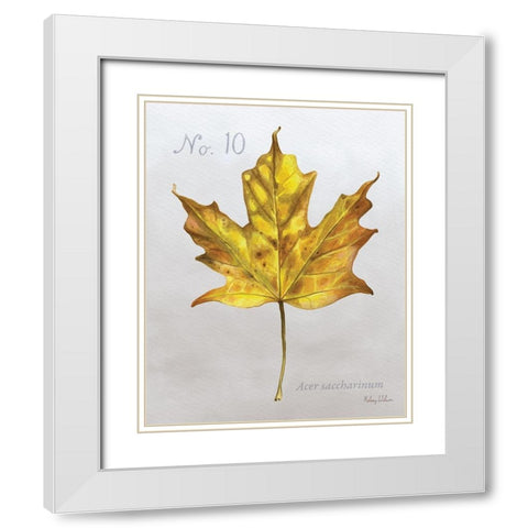Autumn  Leaves on Gray I-Maple White Modern Wood Framed Art Print with Double Matting by Wilson, Kelsey