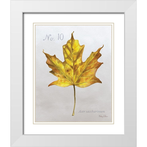 Autumn  Leaves on Gray I-Maple White Modern Wood Framed Art Print with Double Matting by Wilson, Kelsey