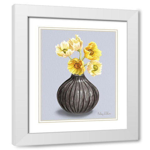 Poppies  in Vase I White Modern Wood Framed Art Print with Double Matting by Wilson, Kelsey